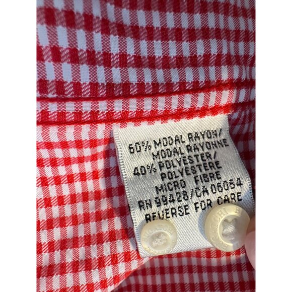 Bugatchi Uomo Men’s Size XL Red White Check Button Up Shirt EUC Short Sleeve Poc - Picture 8 of 9